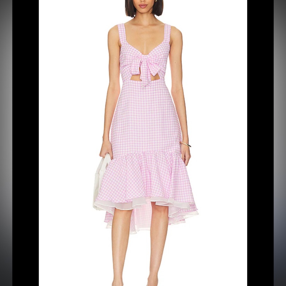 NWOT - BCBGeneration Front Tie Pink Checkered Dress